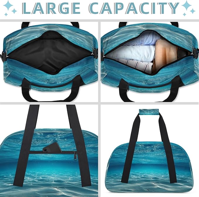 Kids Duffle Bag Girls Boys Underwater Ocean Scene Weekender Overnight Bag,Lightweight Duffel Bags for Traveling Gym Sport Dance