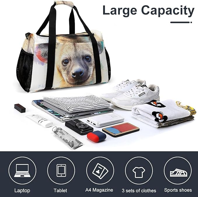 Hyena Dog Duffle Bag Gym Bag for Workout Travel Tote with Detachable Straps