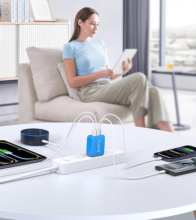 2-Pack USB C Wall Charger Block,50W 5-Port C Charger Fast Charging Block PD Power Adapter +QC 3.0 Multiport Type C Box Charger Cube USB A Wall Plug for iPhone 14/15/16/17 Pro Max,Samsung Galax