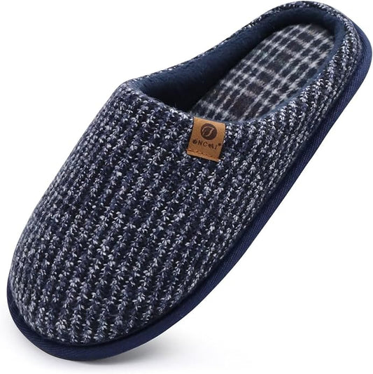 ONCAI Men's House Slippers Memory Foam Slip-On Warm Cozy Scuff Home Bedroom Shoes with Indoor/Outdoor Rubber Soles US Size 7-15