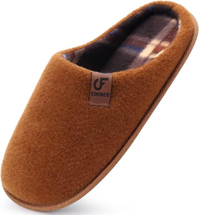 COFACE Unisex Mens Womens Cozy Memory Foam Scuff Slippers Casual Slip On Warm House Shoes Indoor/Outdoor Felt Sandal Slippers Size 4-15