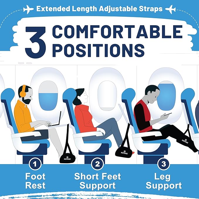 Adjustable Foot Hammock for Plane Travel – Airplane Foot Rest for Long Flight – Leg Hammock for Travel, Desk Leg Foot Hammock for Office and Airplane Essentials Accessories
