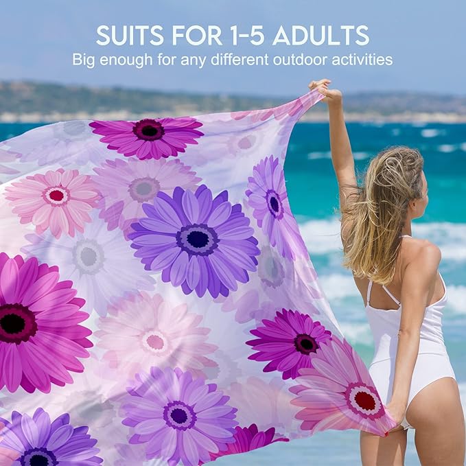 BYDOLL Beach Blanket 78''X81'' Waterproof Sandproof Suits1-4 Adults Oversized Lightweight Large Blanket Picnic Mat for Beach Sand Free Travel Camping Hiking Picnic