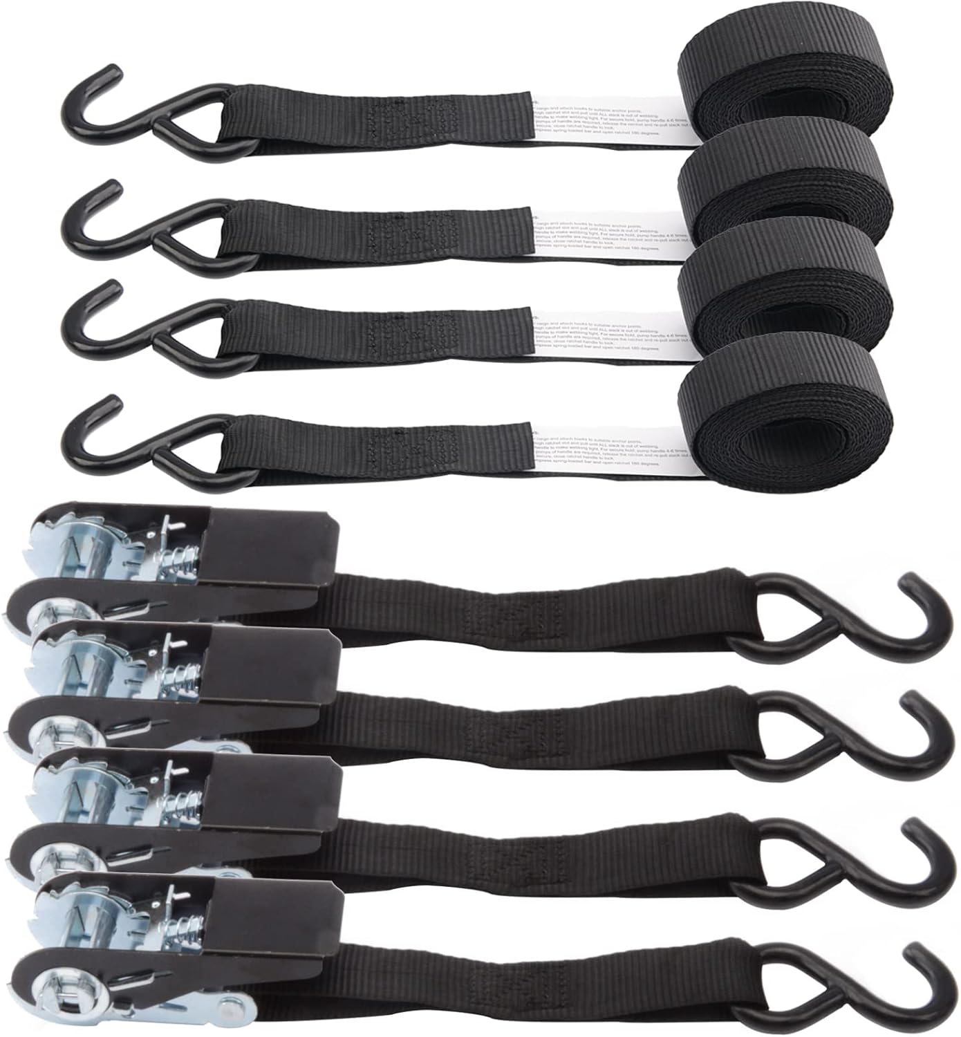 XSTRAP STANDARD Ratchet Tie Down Straps 4 Pk 10 Ft- 300 Lbs Load Cap- 900 Lbs Break Strength-Cargo Straps for UTV, ATV, Pickup,Truck, Moving Appliances, Lawn Equipment, Black