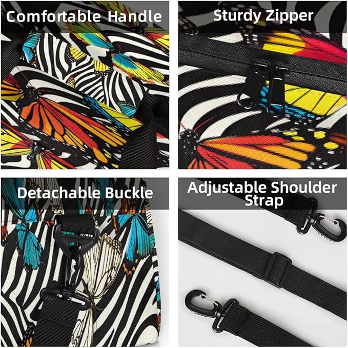 Travel Duffle Bag for travel duffle bag sports Girls Boys Kids Butterfly Zebra Lightweight Overnight Sleepover Weekender Bags Small Dance Gym Sport Bag Teens Carry-On Size Workout Bag