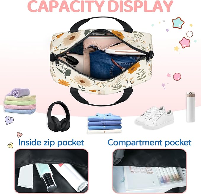 Funny Goose Travel Duffle Bag for Women Men, Overnight Weekender Bag, Carry on Tote for Sport Gym