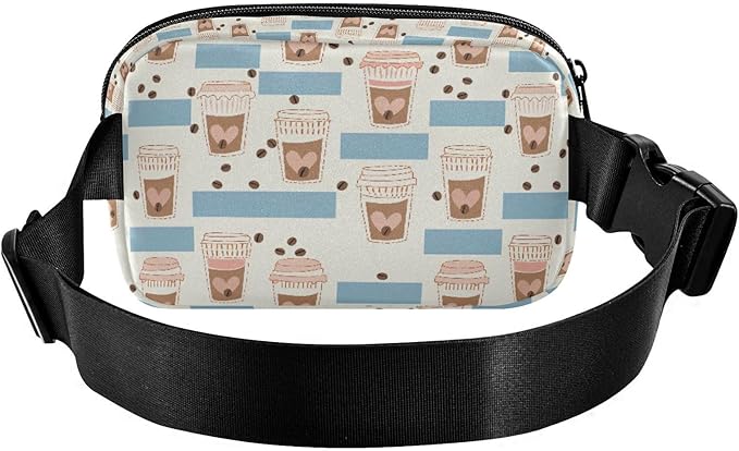 Kawaii Coffee Beans Fanny Pack for Women Men Water Resistant Fashion Waist Packs with Adjustable Strap Belt Bag for Travel Workout Jogging Hiking 21219216