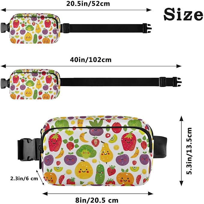 Cute Fruits Vegetable Fanny Pack for Women Men Water Resistant Fashion Waist Packs with Adjustable Strap Belt Bag for Travel Workout Jogging Hiking 21218838