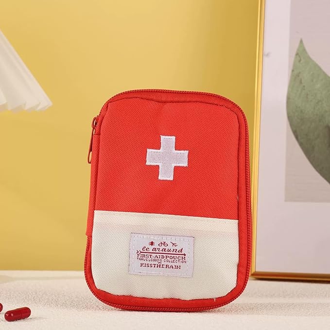 First Aid Bag Empty,Small Portable Empty First Aid Kit Bag Waterproof Section Dividers Travel Medicine Bag for Emergency for Home Office Car Outdoors Boat Camping Hiking Cycling (Pink)