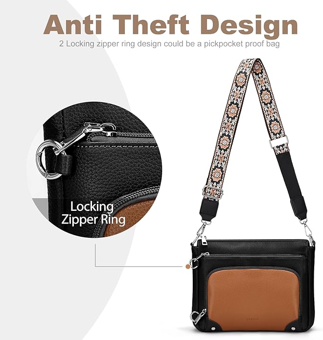 Anti-Theft Crossbody Purse for Women, Crossbody Shoulder Bag with Built-in Wallet & RFID Blocking for Travel Workout