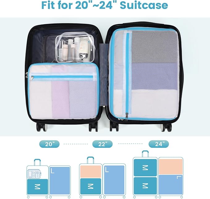 Cambond Mesh Packing Cubes for Travel Women - Lightweight Travel Bags Luggage Packing Organizer Travel Cubes for Suitcase with Handle