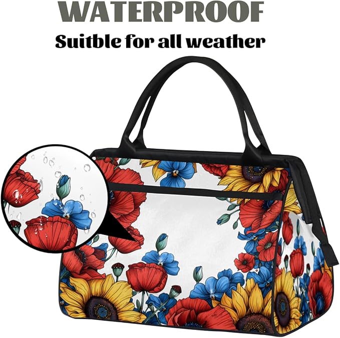 Farmhouse Sunflower Overnight Weekender Bag for Women Men Travel Duffel Bags Waterproof Luggage Carry on Sports Yoga Gym Bag