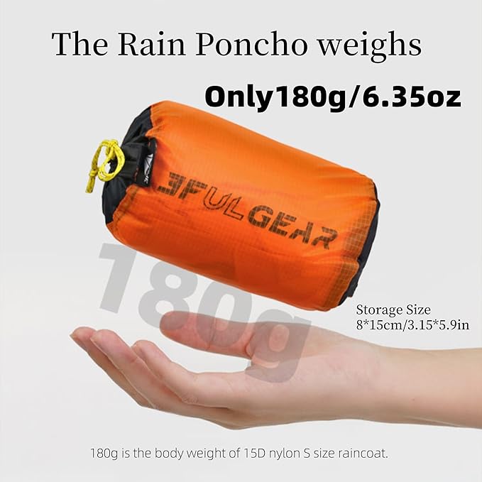 3FULGEAR Hooded Rain Ponchos for Adults, Waterproof Packable Lightweight Rain Coat Jacket for Men Women