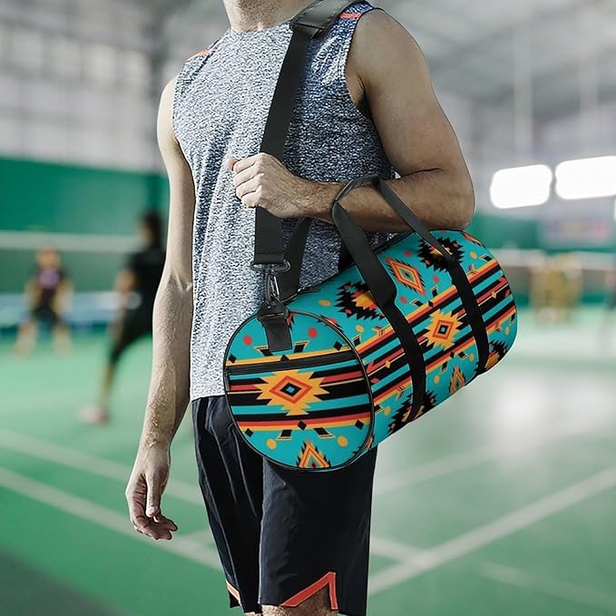 Travel Duffle Bag Southwest Native Indian American Aztec Print(002) Carry On Weekender Bags Foldable Overnight Bag Workout Lightweight Bags