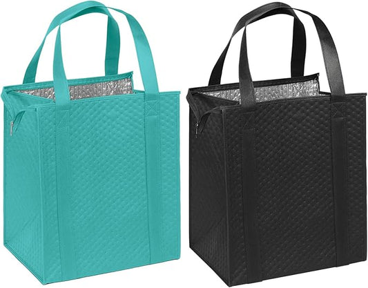 Mediz Hannah Direct Large Capacity Heavy Duty Insulated Smart Shopping Bag - Strong Reusable Grocery Tote 2 Pack