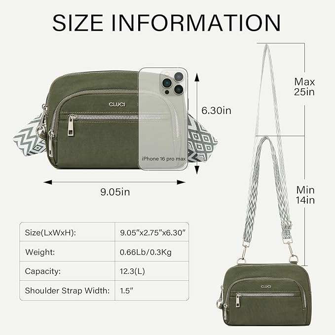 CLUCI Crossbody Bags for Women Travel,Travel Bags for Women,Travel Purses Anti Theft Crossbody,Convertible Belt Bag RFID