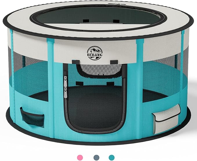 Playpen for Dogs, 44"*44"*24" Large Foldable Pet Play Pens Indoor Outdoor Exercise Pen with Carrying Case Food Bowl for Cat Puppy Rabbit