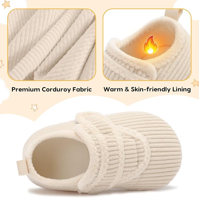 LeIsfIt Toddler Slippers Boys Girls House Shoes Soft Warm Kids House Slippers Slip on Cozy Bedroom Sock Shoes Non-slip Indoor Outdoor Slipper Shoe