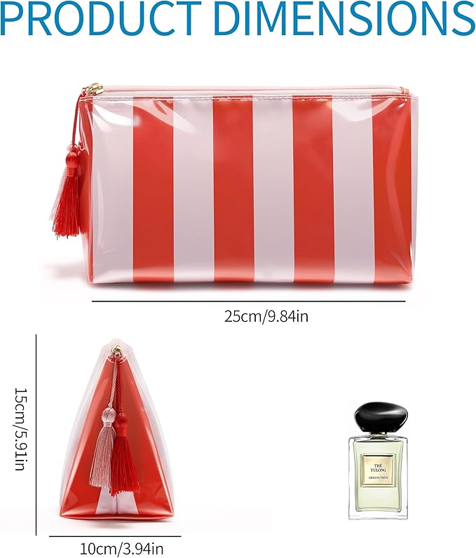 Travel Makeup Bag, Small Cosmetic Bags for Women Girls, Waterproof Clear Makeup Bag for Purse Organizer Zipper Pouch Beach Summer Vacation Essentials Gifts for Women