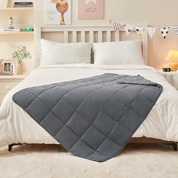 yescool Weighted Blanket 10 Pounds Twin Cooling Weighted Lap Blanket, Grey Heavy Blanket for Sleeping, Weighted Throw Blanket Gifts for 80-110lbs, 40" x60