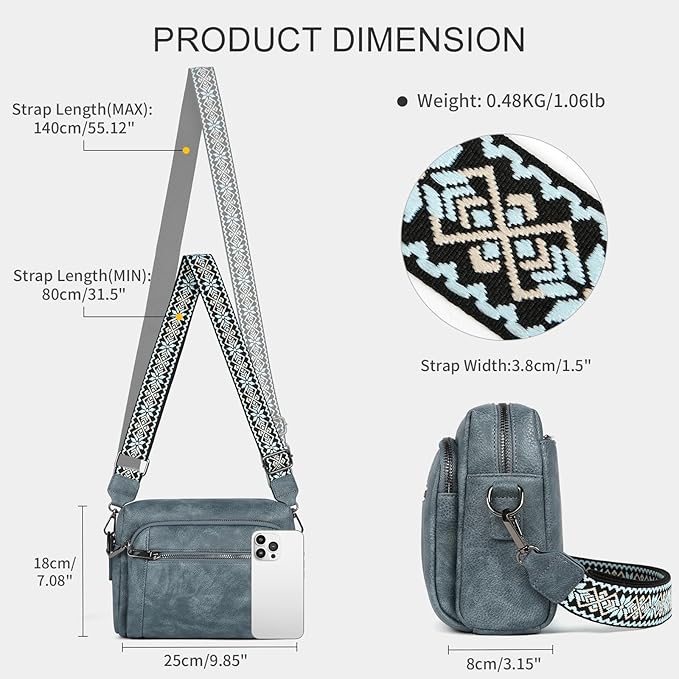 Small Leather Crossbody Bags for Women Anti theft Purses and Handbag Shoulder Hangbag with Wide Strap Tassel