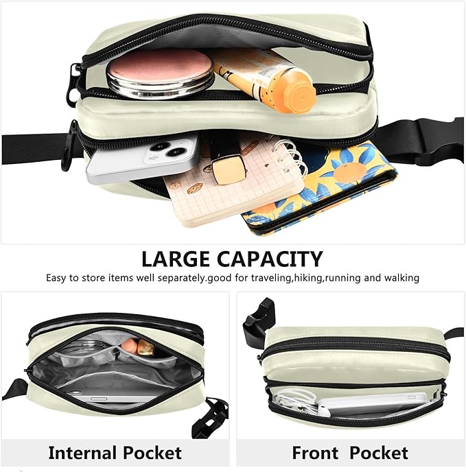 Fanny Pack for Women Men Water Resistant Fashion Waist Packs with Adjustable Strap Belt Bag for Travel Workout Jogging Hiking Light Yellow 03