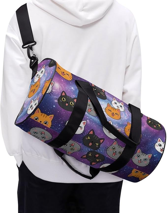 Foldable Gym Travel Bag Cute Cats Animals Overnight Weekender Travel Bag Dance Sports Gymnastics Bags Unisex Overnight Bags