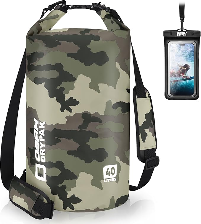 Waterproof Dry Bag, 5L/10L/20L/30L/40L Roll Top Lightweight Storage Backpack with Phone Case for Women & Men, Floating Waterproof Sack for Travel, Swimming, Kayaking, Paddle Board, Camping & Beach