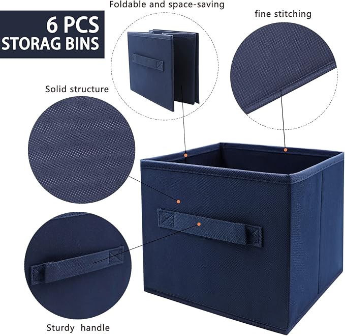 Collapsible Storage Cubes,Cube Storage Organizer 10.5 * 10.5 * 11inch，For home and office Collapsible Closet Shelf Organizers, Drawer Organizers(Blue)