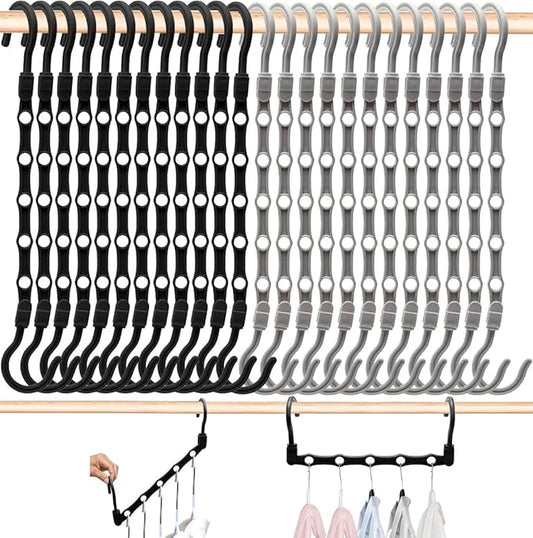 24 Pack Closet Organizers and Storage, Stronger Space Saving Hangers Clothes Hanger with 5 Holes Closet Storage for Heavy Clothes,College Dorm Room Essentials for Girls Guys, Magic Home Organization