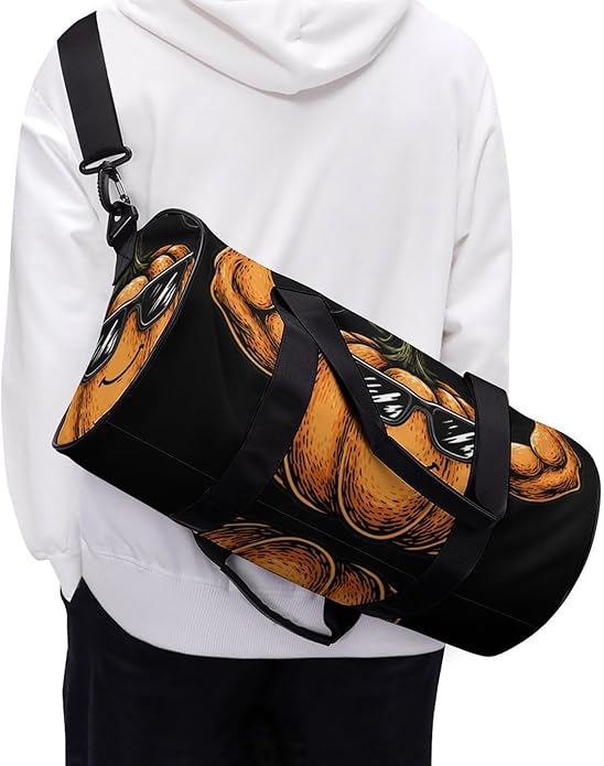 Power Pumpkin Weightlifting Mens Gym Bag for Women Sports Duffle Weekender Bags Travel Handbag Carry On
