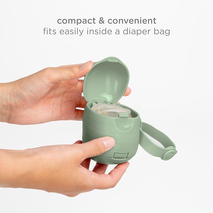 Ubbi On-The-Go Dual Pacifier Holder, Keep's Baby's Binkies Clean and Accessible, Portable for Travel, Diaper Bag Accessory Must Have for Newborns, Sage Green