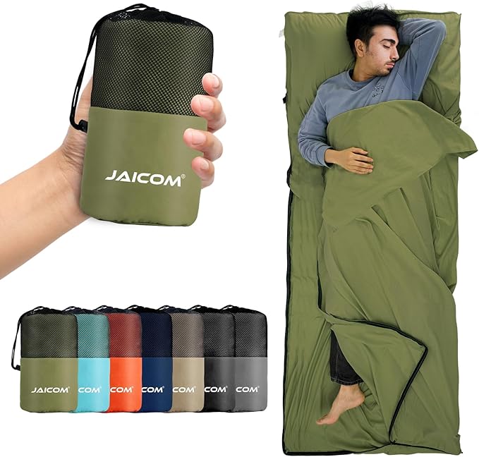 Sleeping Bag Liner, Travel Sheets & Adult Sleep Sack, Ultralight and Portable Summer Sleeping Bag - Ideal for Backpacking, Hotels and Hostels, Business Trips, Camping