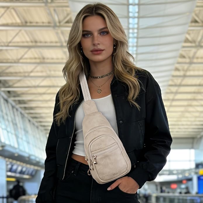 Crossbody Purses Bags for Women Travel, Anti Theft RFID Blocking Sling Chest Bag, Small Vegan Leather Purse for Casual