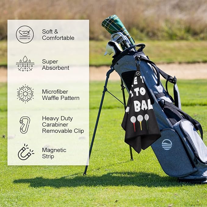 Magnetic Golf Towel, Microfiber Waffle Design with Clip - Industrial Strength Magnet for Strong Hold to Golf Bags, Carts & Clubs (Clean Balls)