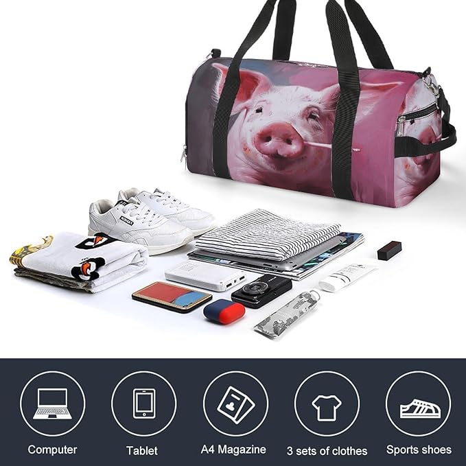 Smiling (12) Gym Bag Lightweight ，Travel Duffle Bag with Shoe Compartment，Gym Bag for Women for Overnight, Weekend, Yoga, Gym, Business Trips, Sport And Hospital.