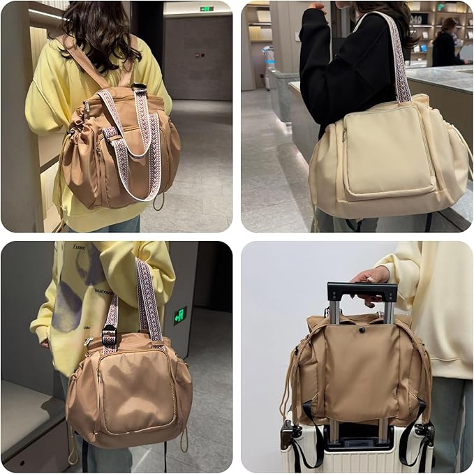 Everyday Bags for Women, Multifunctional Travel Organizer Bag, Large Capacity Tote Backpack, Large Diaper Bag with 15 Pockets, Crossbody and Shoulder Bag (khaki)
