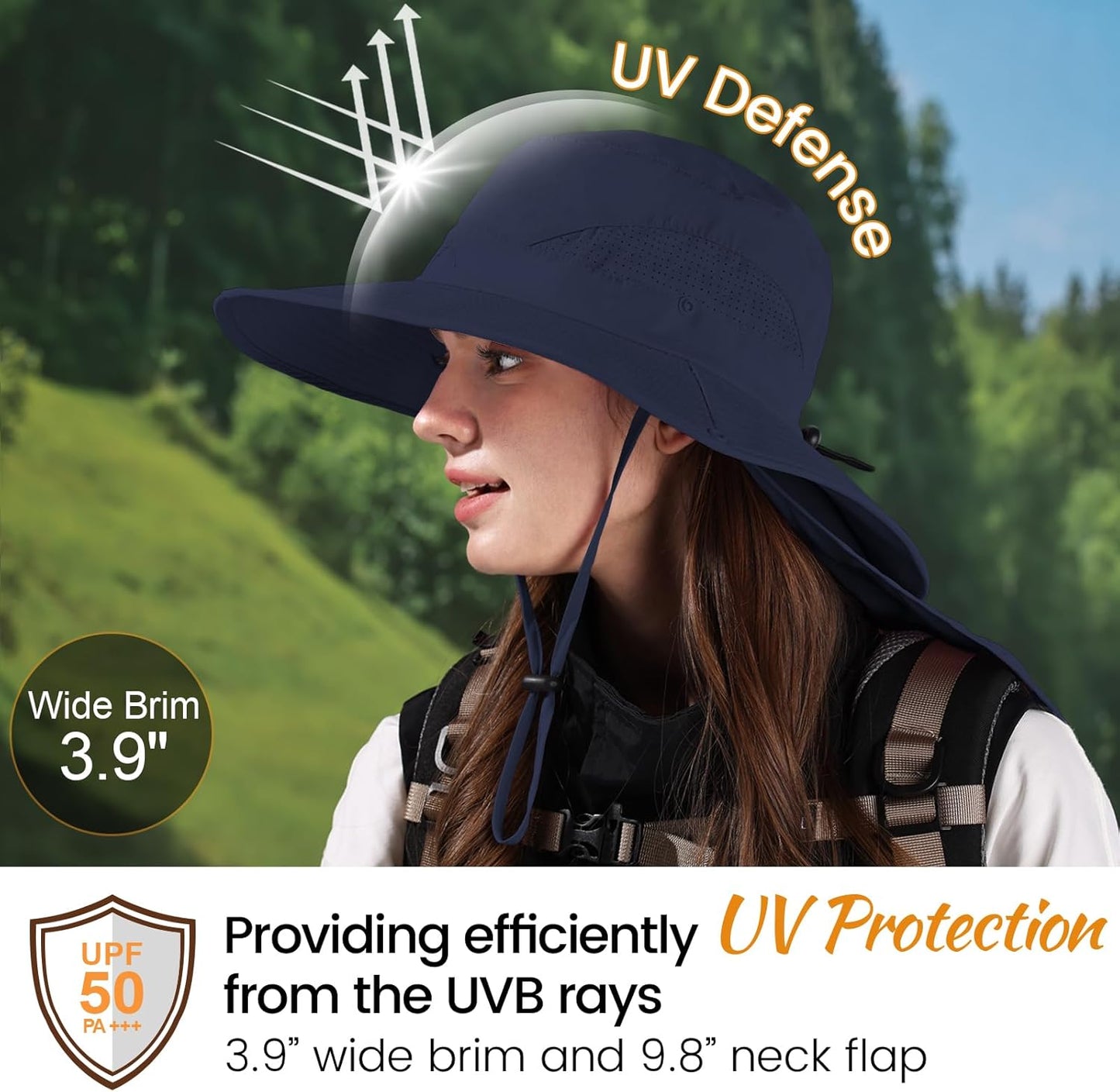 ZOORON Sun Hat for Men Women Fishing Hat with Neck Flap Wide Brim Bucket Hat UV Protection for Beach Camping Hiking