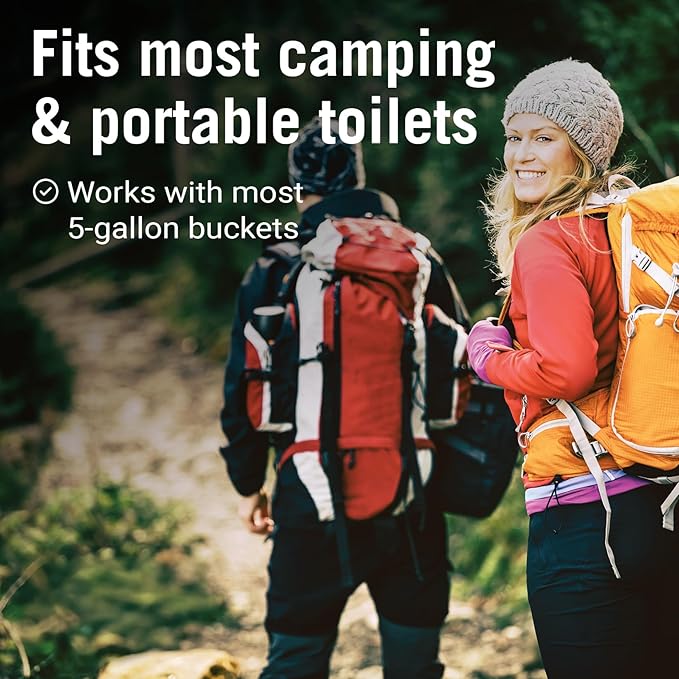 45 Portable Toilet Bags, Plant Based 8 Gallon for 5 Gallon Buckets Human Waste Bags for Camping, Boating, Car & Travel, Fits Bucket Seat, Outdoor Use