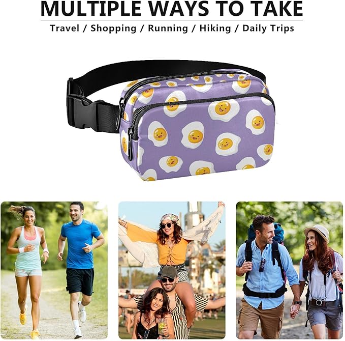 Kawaii Fried Eggs Fanny Pack for Women Men Water Resistant Fashion Waist Packs with Adjustable Strap Belt Bag for Travel Workout Jogging Hiking 21219093
