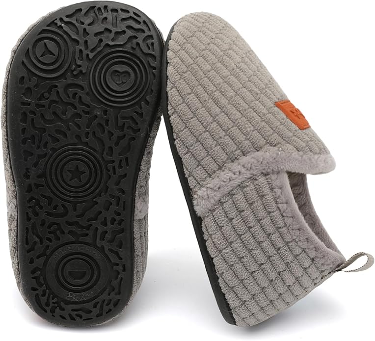 XIHALOOK Toddler Boys Girls House Slippers with Microfleece Lining Cozy Household Shoes Non-slip for Kids