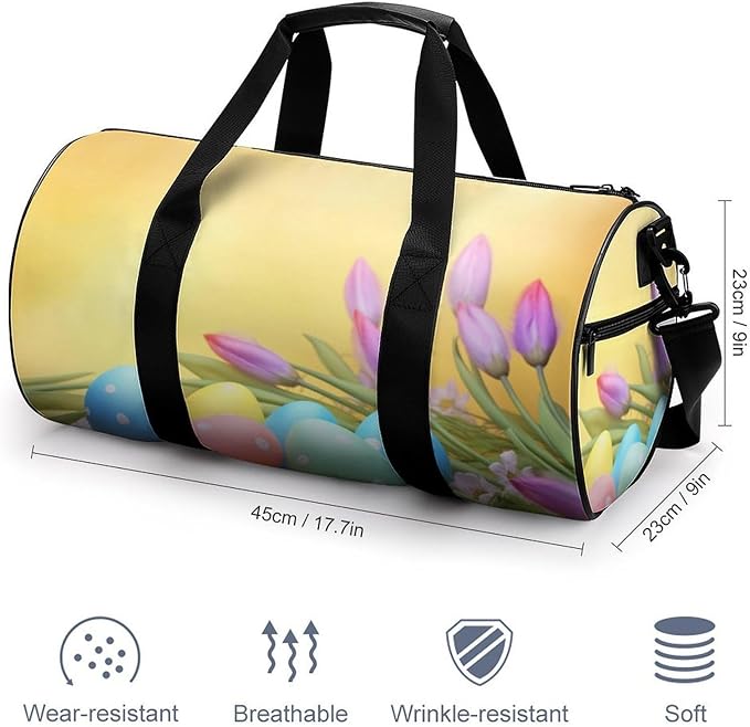 Sports Gym Bag for Women Men Travel Duffel Bag Tote Weekender Bag April Easter Carry on Overnight Bag for Travel Swimming Fitness Workout Sports Duffle Bag