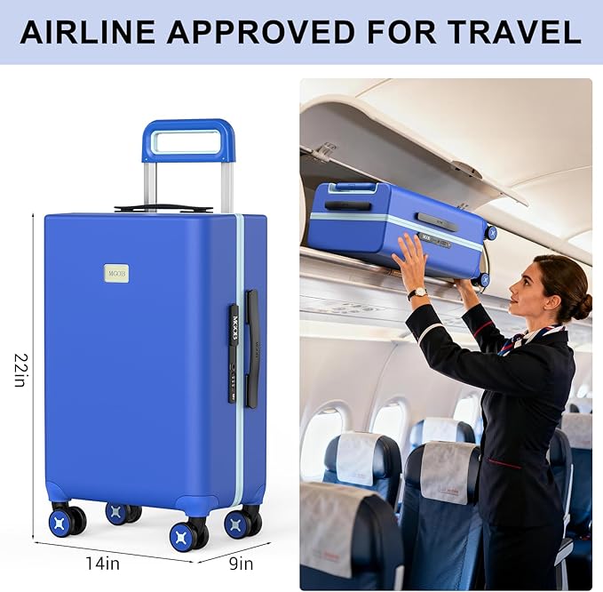20 Inch Carry-on Luggage Zipperless for Women, Hardside Rolling Suitcase with Spinner Wheels & TSA Lock,PC Lightweight Carry on Luggage Airline Approved 22x14x9 Hard Case