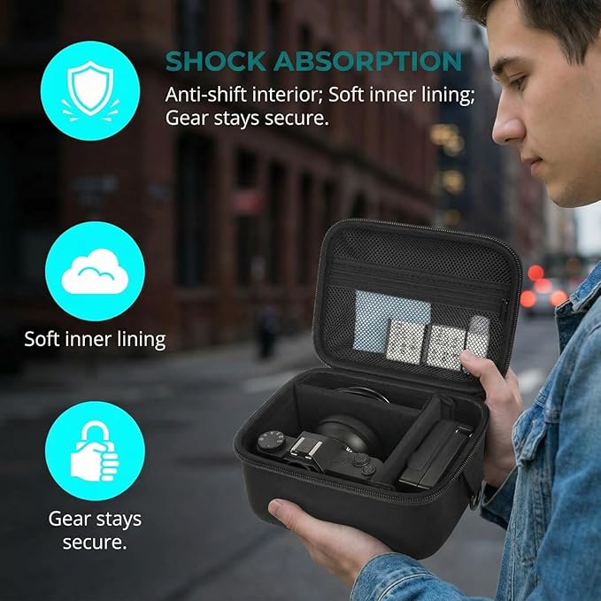 Large 4K Vlogging Camera Case for Duluvulu, for Lecnippy, for VJIANGER, for Zostuic, for ROQIOO & More -Shockproof Storage for Cameras & Accessories - Ideal for Travel & Outdoor - Jet Black