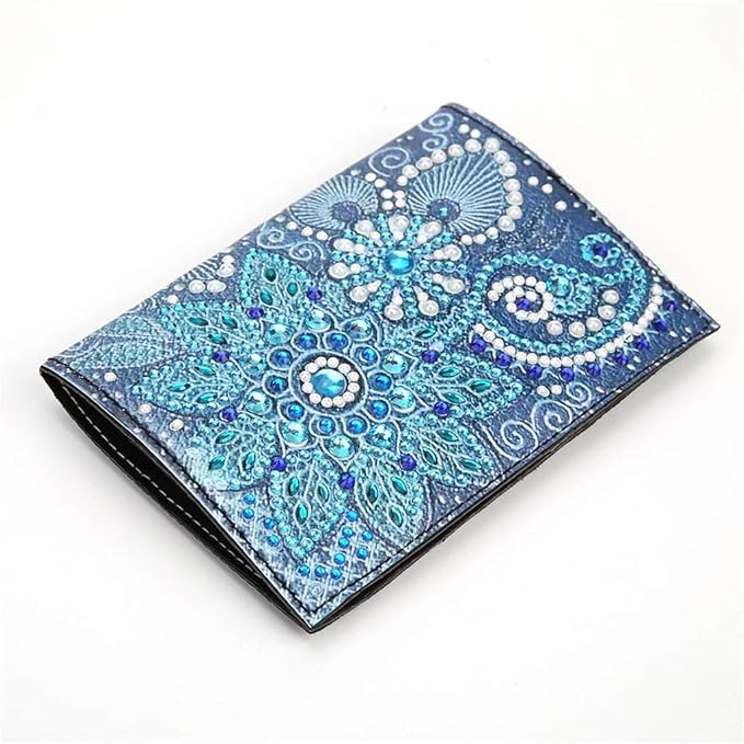 Passport Holder Cover 5D Diamond Painting Leather, DIY Crystal Rhinestone Painting Travel Passport Protective for Boarding Pass, ID Card, Driver's License-20X14CM (C)