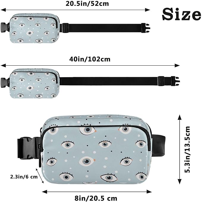 Cute Eyes Fanny Pack for Women Men Water Resistant Fashion Waist Packs with Adjustable Strap Belt Bag for Travel Workout Jogging Hiking 21220514