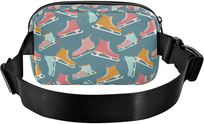 Ice Skates Fanny Pack for Women Men Water Resistant Fashion Waist Packs with Adjustable Strap Belt Bag for Travel Workout Jogging Hiking 21220342