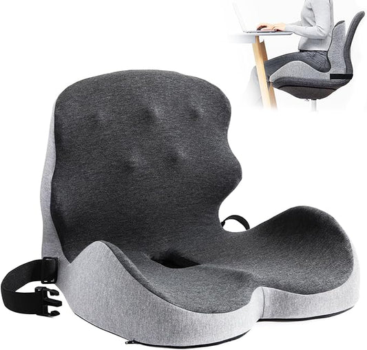 Extra Thick & Large Office Chair Cushion.3.75 lbs Back and Seat Cushion for Talbone Pain Reller.Ralsed Seat Cushion Edge and Thickened Lumbar Support,Suitable for Office and Home Seat