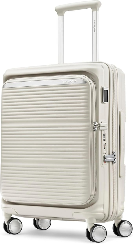 Samsonite Paralux Global Carry-On Luggage - Innovative Design - Quick Access Front Pocket - Dual Suspension Wheel Technology - TSA Lock - Expandable - Includes Removable Packing Cubes - Stone Grey