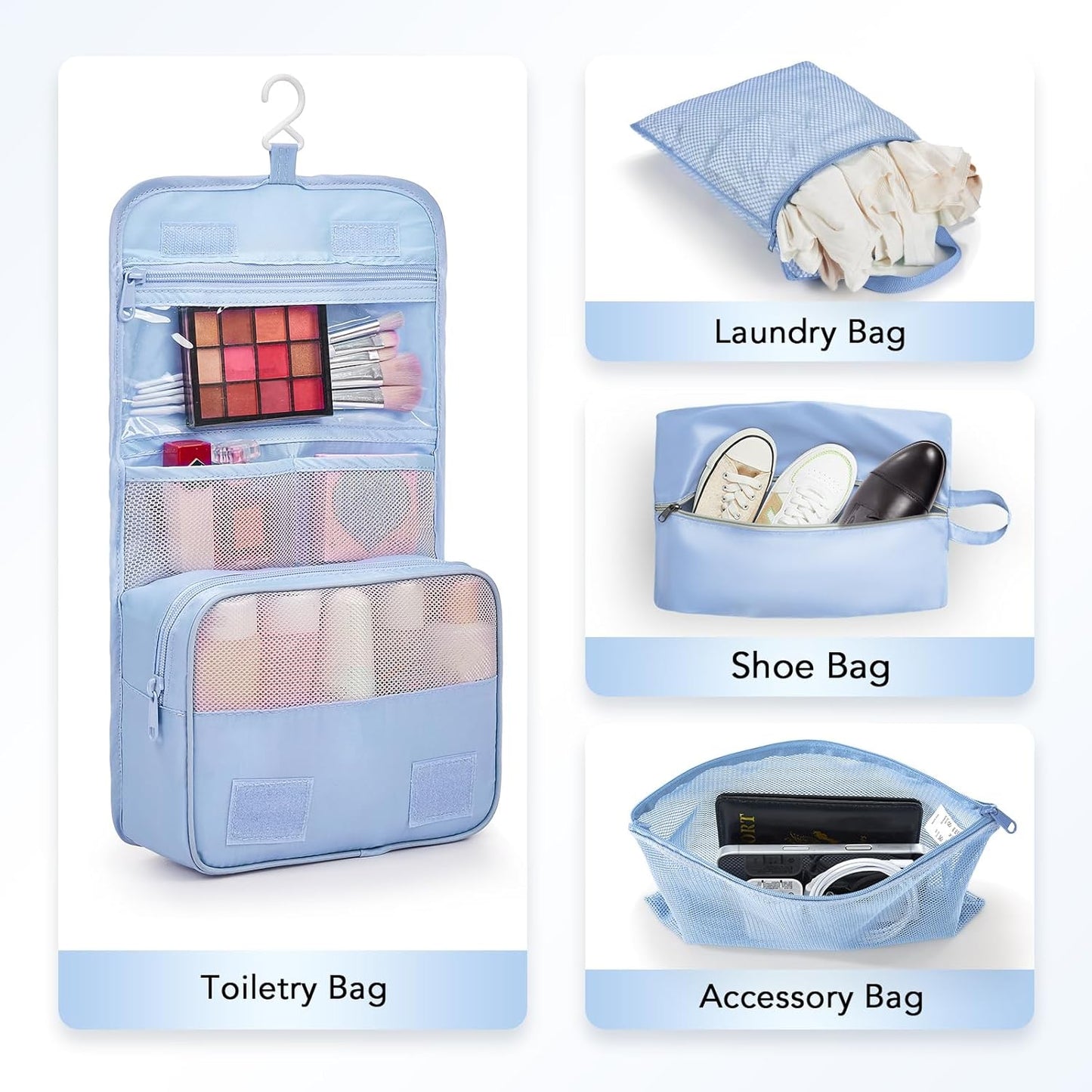 10 Set Compression Packing Cubes for Travel Essentials,Compressible Expandable Packing Cubes for Suitcase,OlarHike Luggage Organizer Bags for Travel,Handy Helper for Organizing Clothes(Light Blue)